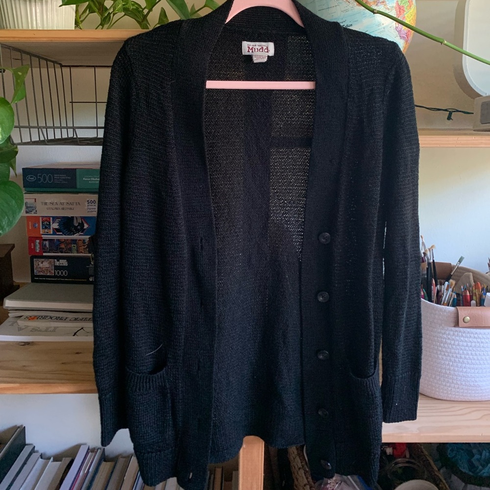 Black, Buttoned, Cardigan